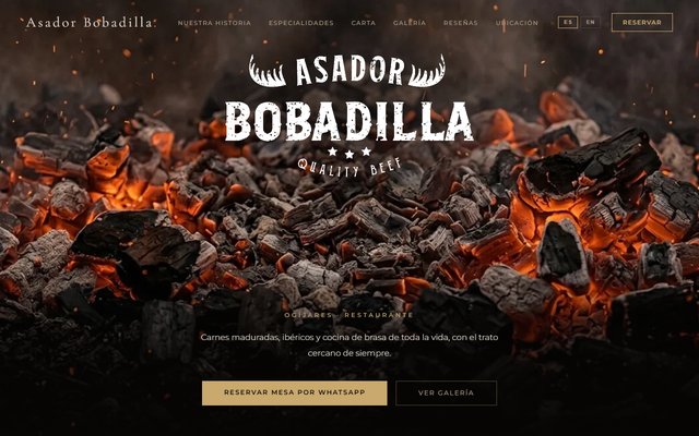 Screenshot of the Asador Bobadilla website